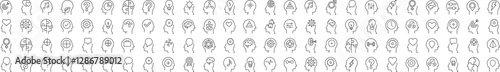 Various Items in Head Bundle of Related Line Icons. Outline Signs for Graphic and Web Design, Apps, Adverts, Various Cards