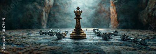 A business leader concept is embodied in a panoramic image of chess, highlighting the importance of strategic planning and competition