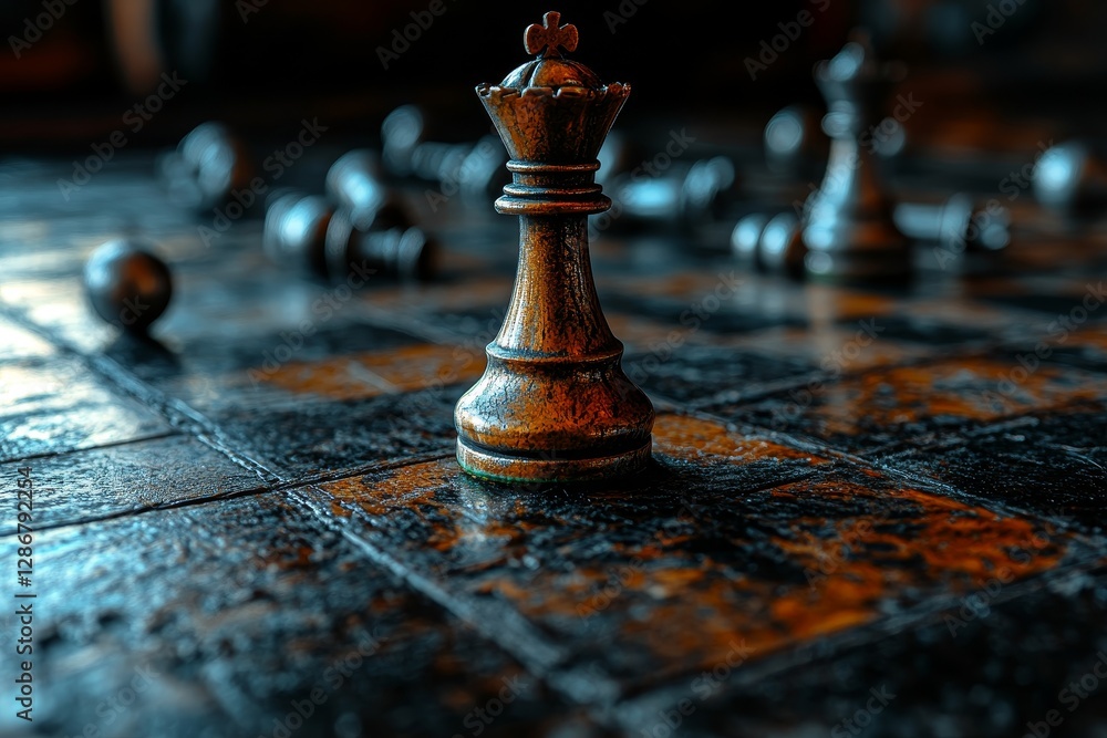 The concept of a team player or business team and leadership strategy is represented by a king chess piece standing with a falling chess piece on its back, symbolizing human resources organization The concept of a team player or business team and leadership strategy is represented by a king chess piece standing with a falling chess piece on its back, symbolizing human resources organization