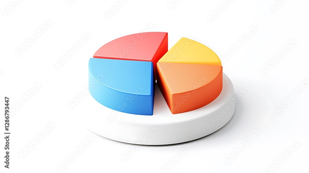 Obraz premium Vibrant 3D Render of a Four-Section Pie Chart AI Generated