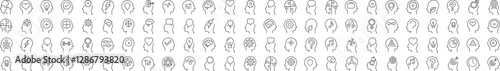 Various Items in Head Line Icon Collection. Outline Signs for Graphic and Web Design, Apps, Adverts, Various Cards