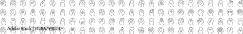 Various Items in Head Line Icon Pack. Outline Signs for Graphic and Web Design, Apps, Adverts, Various Cards