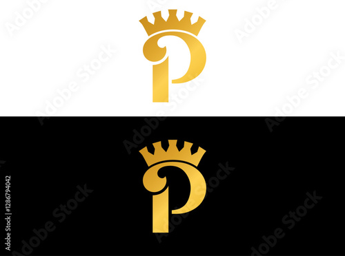 Luxury Letter P Logo with Crown – Elegant Gold Monogram Design