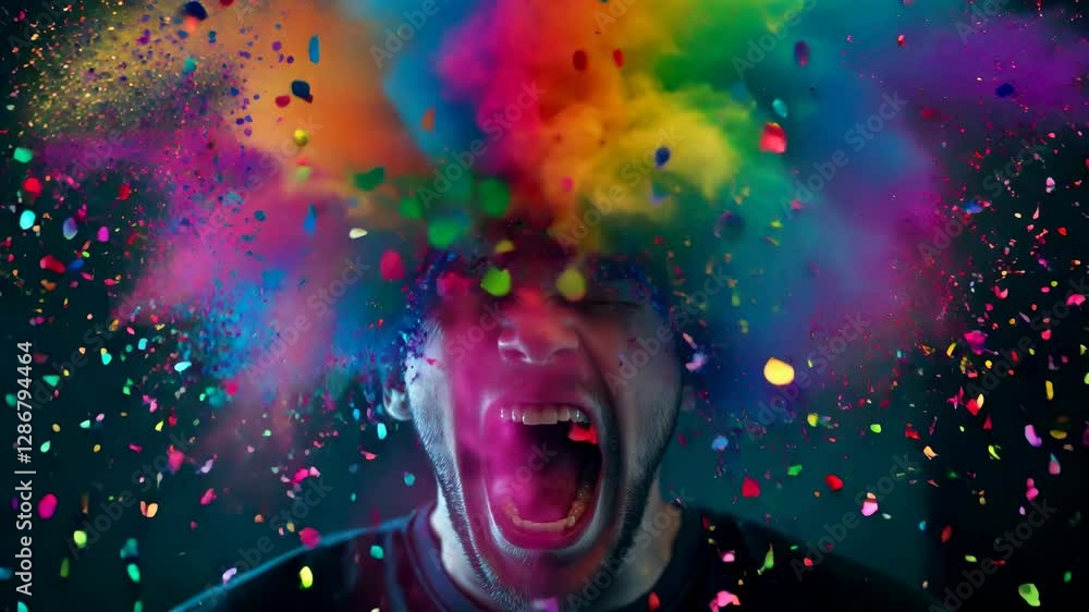 Intense emotional expression of ego death abstract art with vibrant colors and cosmic elements
Intense emotional expression of ego death abstract art with vibrant colors and cosmic elements
