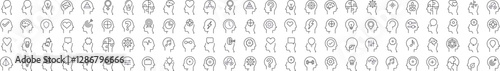 Various Items in Head Line Icon Bundle. Outline Signs for Graphic and Web Design, Apps, Adverts, Various Cards