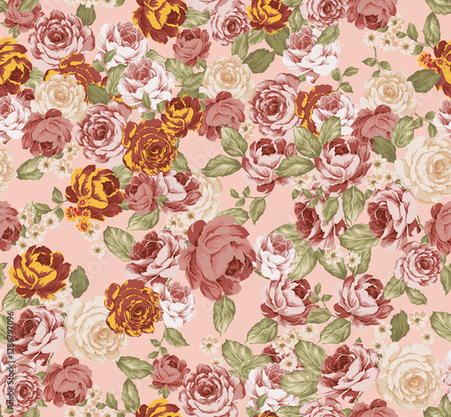 Wallpaper Mural flowers pattern, repeat design pattern for textile printing factory, design for fashion.
 Torontodigital.ca