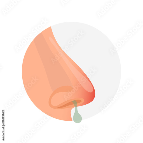 Nose infection virus or allergy symptoms with runny nose. Cold and flu sneeze treatment