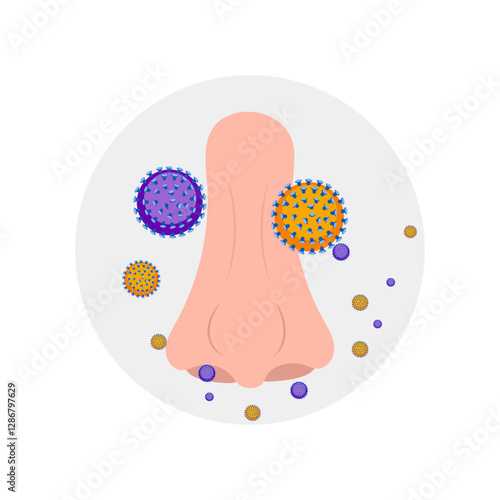 Nose infection virus symptoms. Cold and flu sneeze treatment 