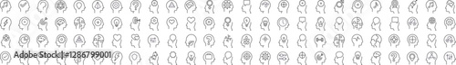 Various Items in Head Modern Outline Style Icons for Design, Cards, Apps, Social Networks