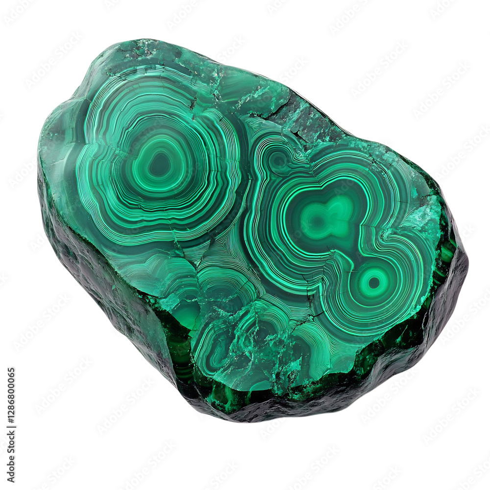 A Smooth Piece of Malachite with Concentric Green Rings Isolated on Transparent Background A Smooth Piece of Malachite with Concentric Green Rings Isolated on Transparent Background