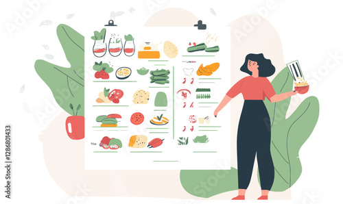 Minimalist Vector on Healthy Meal Planning with Detox and Slimming Food Schedule