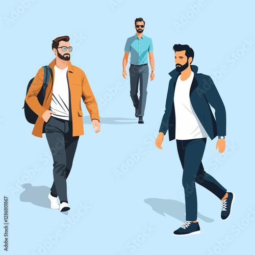 Illustration of Stylish Men Walking