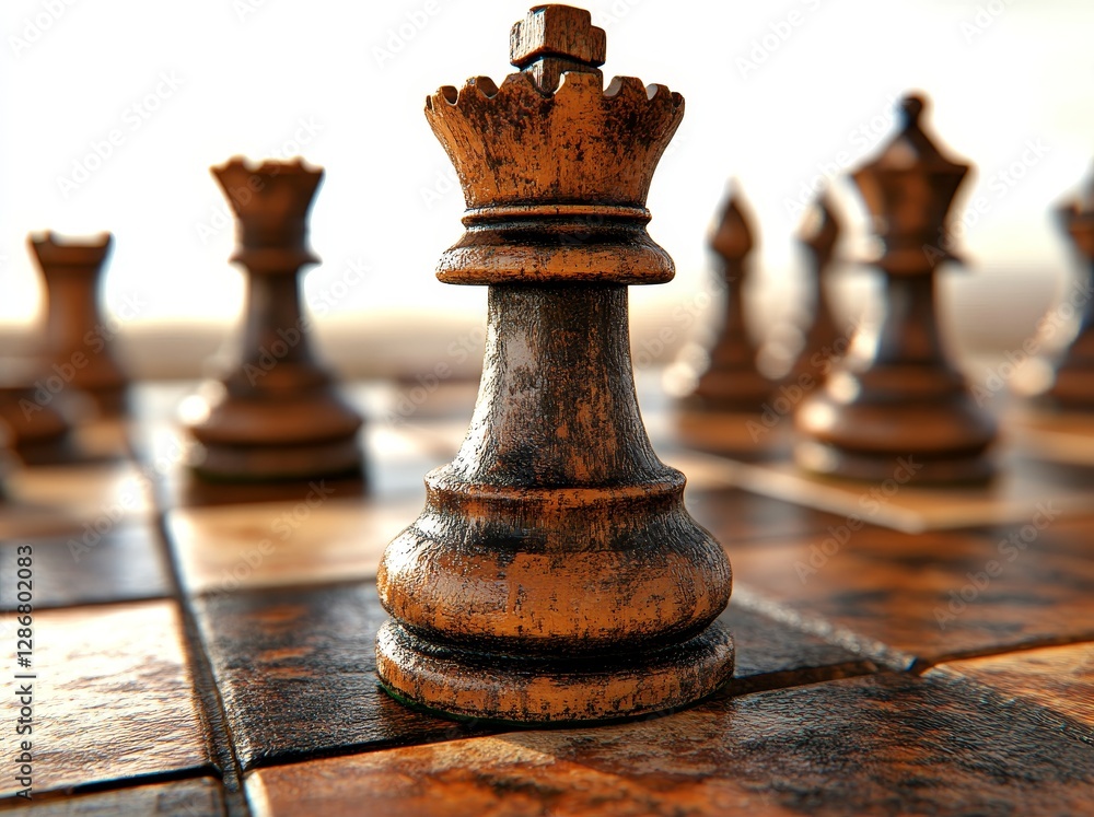 At the corner of a chessboard, the prominent Golden king piece stands before a multitude of silver pieces on a white background, representing themes of leadership, rivalry, and strategic business At the corner of a chessboard, the prominent Golden king piece stands before a multitude of silver pieces on a white background, representing themes of leadership, rivalry, and strategic business
