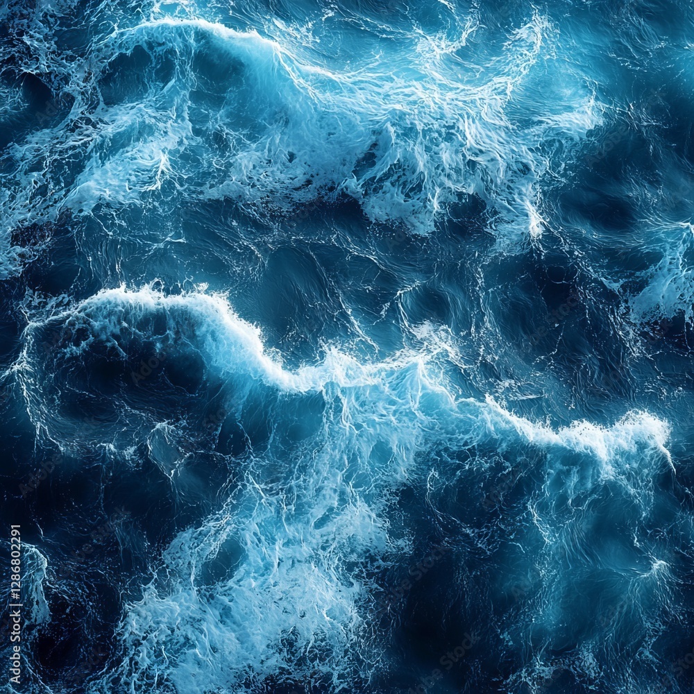 Fototapeta premium Aerial view of ocean waves creating dynamic textures and rhythmic patterns.