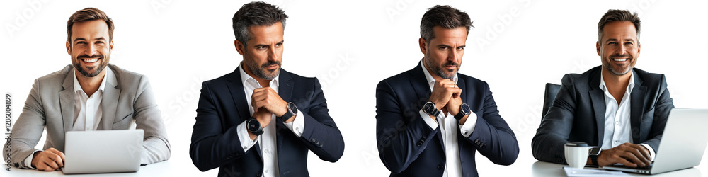 set of A stylishly dressed businessman looks into the camera. A successful businessman in stylish clothes, an entrepreneur, a businessman in fashionable clothes, on a transparent backgrounds set of A stylishly dressed businessman looks into the camera. A successful businessman in stylish clothes, an entrepreneur, a businessman in fashionable clothes, on a transparent backgrounds