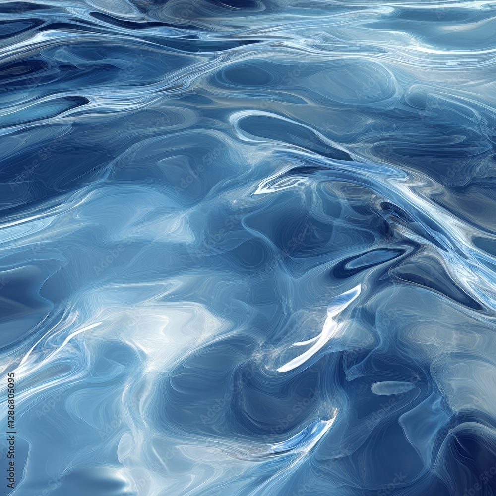 Obraz premium Abstract Water Surface: Flowing patterns of blues and whites in liquid motion.