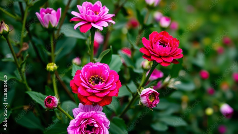 Vibrant Ranunculus Flowers in a Lush Garden Vibrant Ranunculus Flowers in a Lush Garden