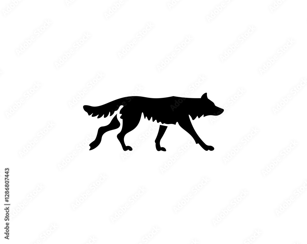 Fototapeta premium Vector illustration of black silhouette of wolf in profile