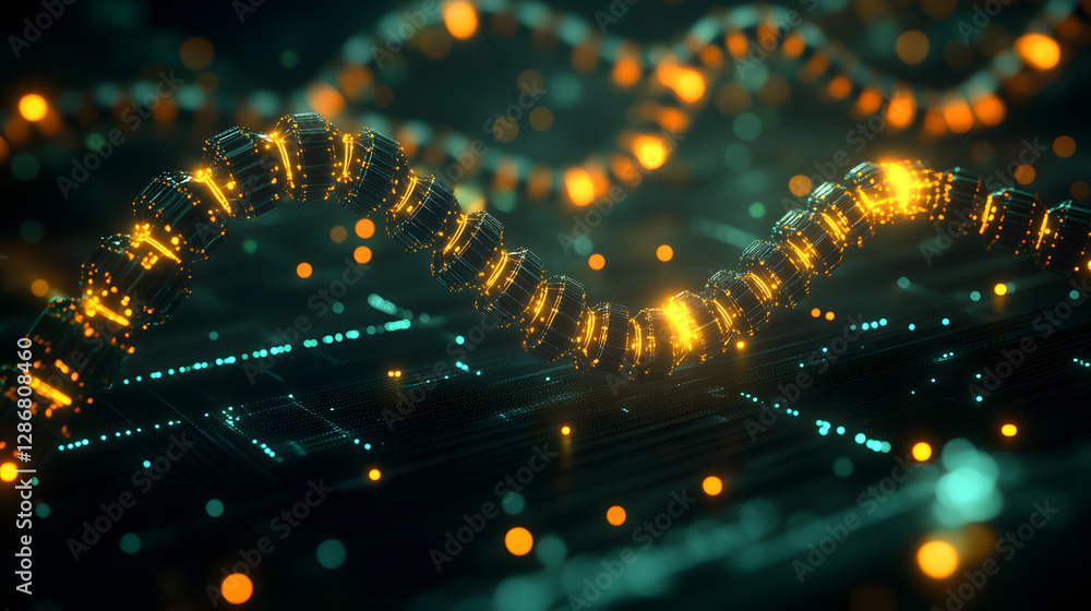 Digital circuit board with glowing lights in an abstract technological background Digital circuit board with glowing lights in an abstract technological background