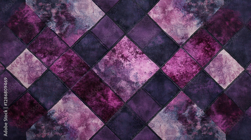 Purple Tiled Diamond Pattern Background with Abstract Texture and Tone Purple Tiled Diamond Pattern Background with Abstract Texture and Tone