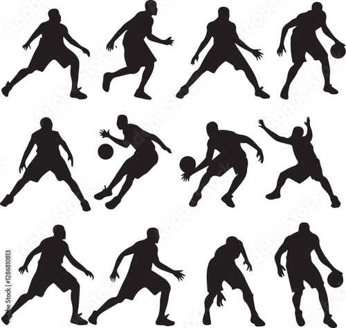 Basketball Players Silhouette Set