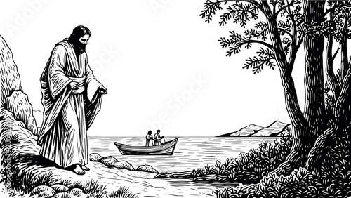 Jesus walking - Vector