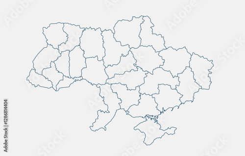 Outline Ukraine map isolated on white background. Ukraine map. Ukraine map outline template. Vector illustration