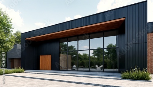 Wallpaper Mural A modern house with a black exterior and large windows. Torontodigital.ca