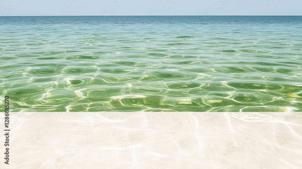 Obraz premium Elegant Clear blue water with rippling wave patterns and sunlight reflections creating a dynamic and refreshing ocean texture
