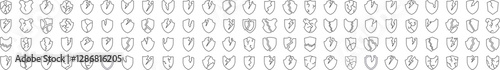 Broken Shield Line Icon Pack. Outline Signs for Graphic and Web Design, Apps, Adverts, Various Cards