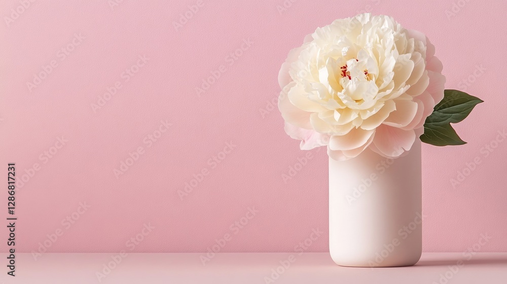 Obraz premium Elegant Isolated peony blossom with intricate ruffled petals on a gradient pink to white background elegant and clean floral focus 