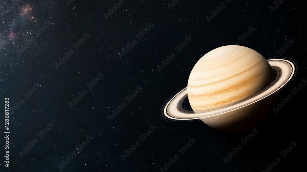Elegant Isolated planet with rings glowing in a cosmic background filled with stars nebulas and distant galaxies futuristic space exploration Elegant Isolated planet with rings glowing in a cosmic background filled with stars nebulas and distant galaxies futuristic space exploration
