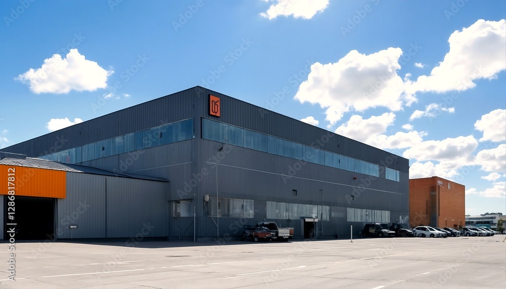 Obraz premium Warehouse Exterior with Two Different Views.