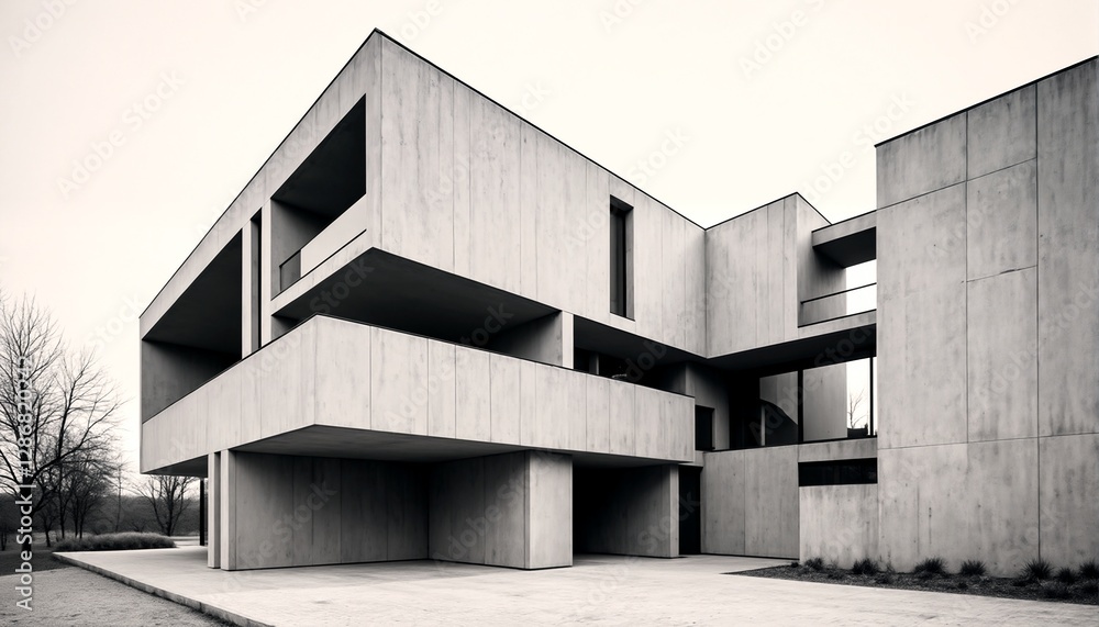 A modern concrete building with clean lines and minimalist design. A modern concrete building with clean lines and minimalist design.