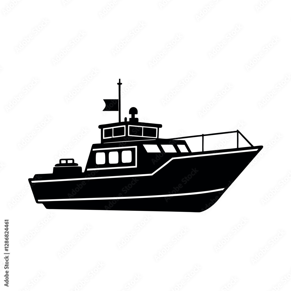 Fototapeta premium Artistic Patrol Boat Vector Silhouette Images