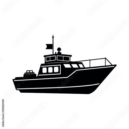 Artistic Patrol Boat Vector Silhouette Images