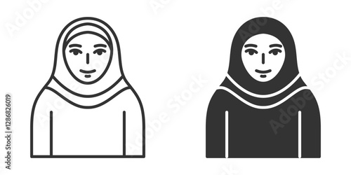 Portrait of a woman wearing a hijab, minimalistic style.