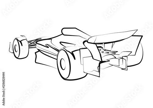 Formula race car linear illustration. Sports car collection for design of fliers, brochures and banners.