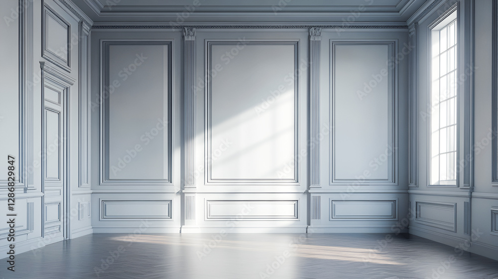 Fototapeta premium a empty room with white walls and a large window
