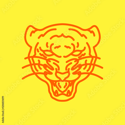 scare face tiger logo design vector illustration template