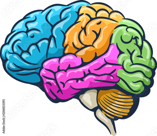 Brain areas colorful emblem