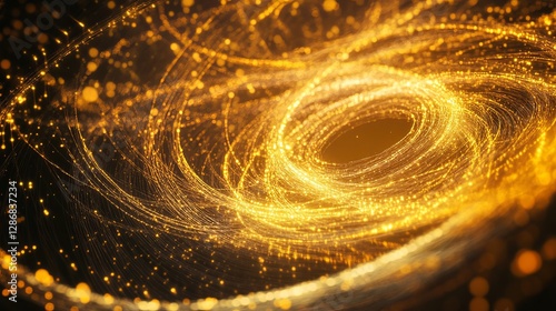 Wallpaper Mural Futuristic abstract space background with golden vortex of glowing particles for designs Torontodigital.ca