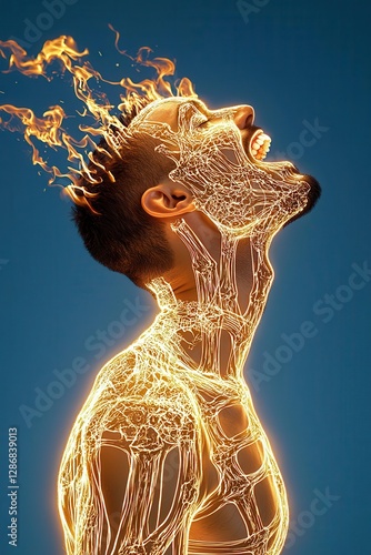 A creative representation of inner turmoil and self-expression.