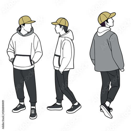 Set of Clothing Mockup Template - Apparel Vector Mockups Bundle Streetwear Tech Pack Template Streetwear Mockups Clothing Brand Fashion Tec pack