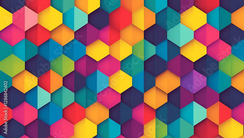 Wallpaper Mural A colorful background featuring overlapping geometric shapes in rainbow colors, perfect for creative and playful designs. Torontodigital.ca