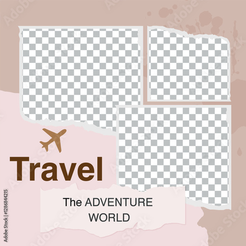 Holiday travel vacation tour Social Media Post Template with Photo Frame