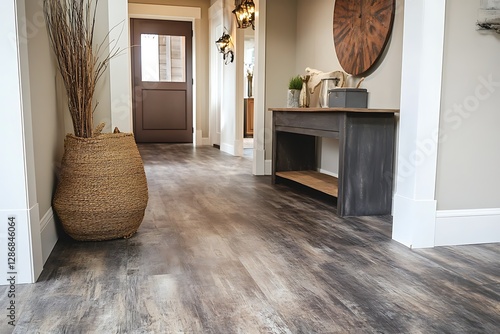Rustic Farmhouse Hallway with Wood-Look Flooring