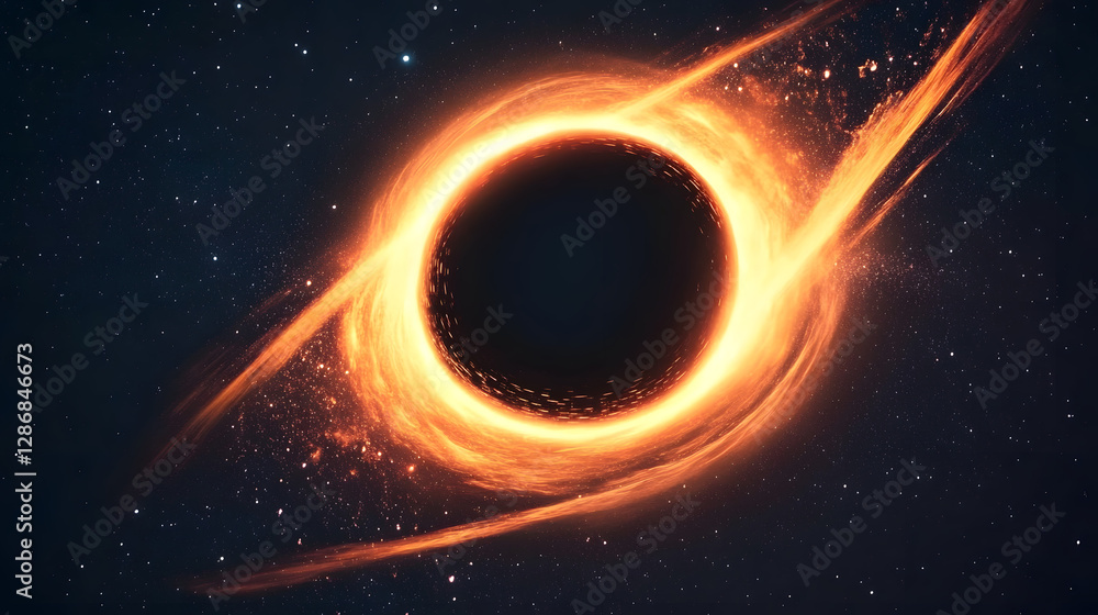 Surreal artistic visualization of a black hole in the sky with a dark center and surrounding cosmic elements Surreal artistic visualization of a black hole in the sky with a dark center and surrounding cosmic elements