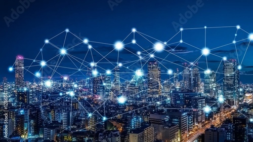 Wallpaper Mural Futuristic cityscape with glowing structures and digital pathways, showcasing advanced urban innovation.
 Torontodigital.ca