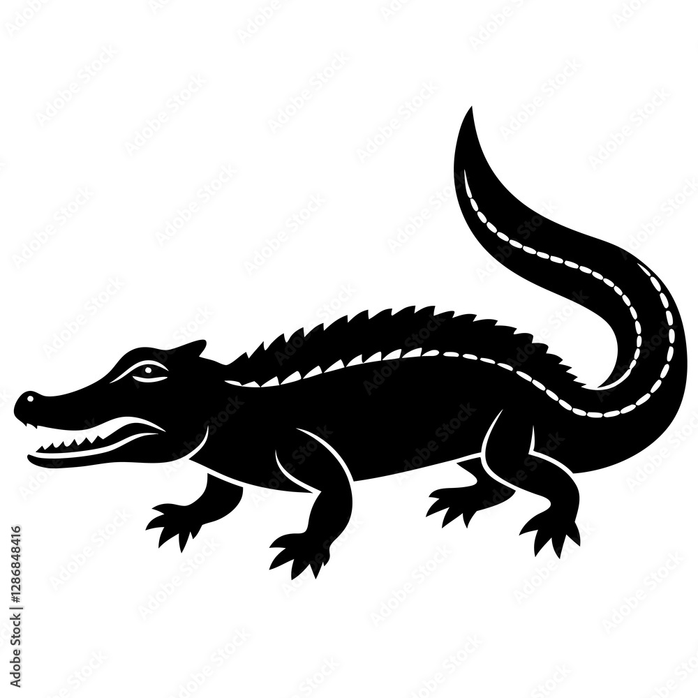 Crocodile Silhouette Vector Icon Ideal for Outdoor & Adventure Projects. Crocodile Silhouette Vector Icon Ideal for Outdoor & Adventure Projects.